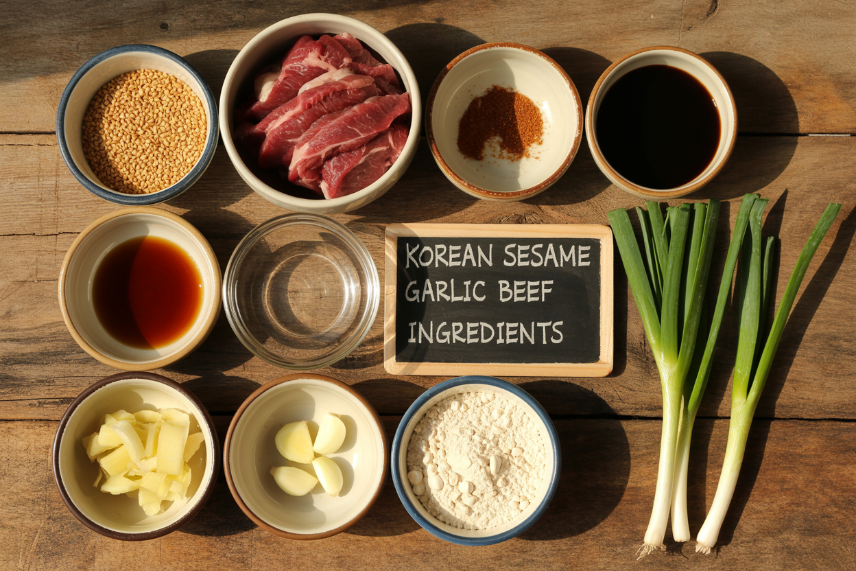 Korean Sesame Garlic Beef Recipe - Ingredients