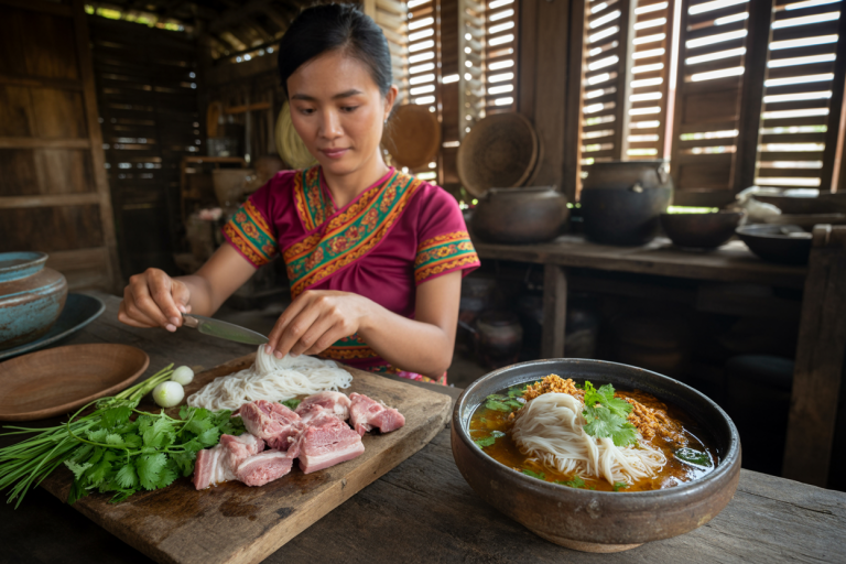 Laos Khao Piak Sen Recipe Cooking TIps