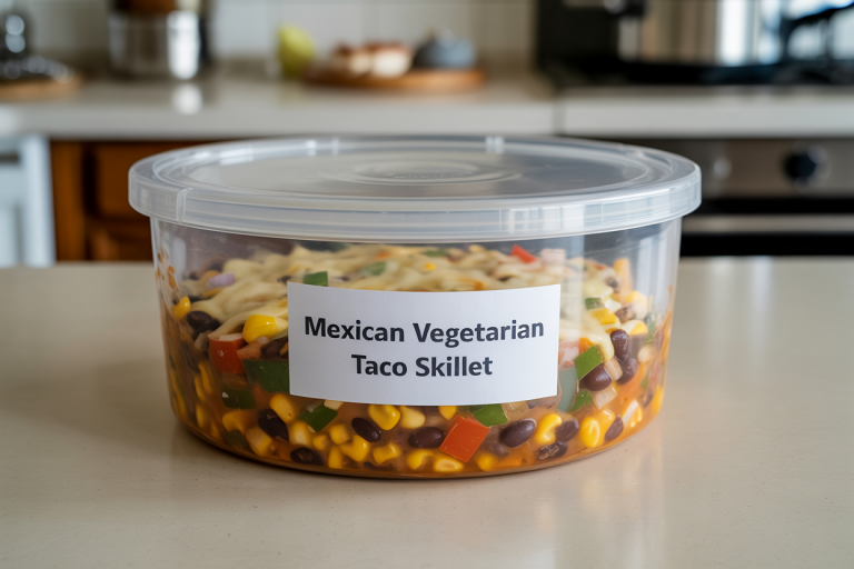 Mexican Vegetarian Taco Skillet Storage TIps