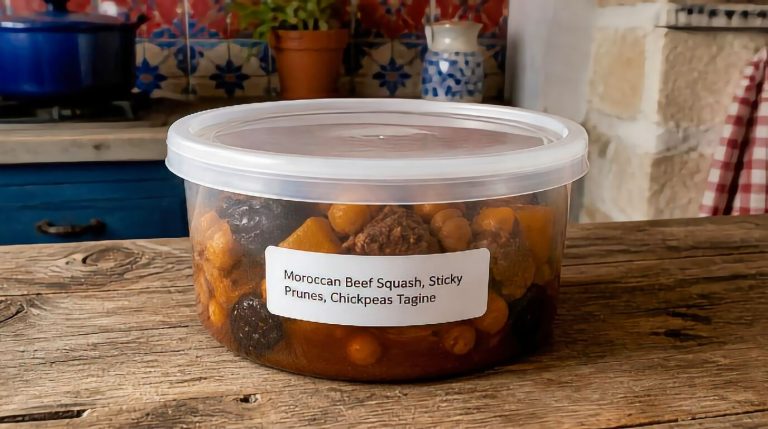 Moroccan Beef Squash, Sticky Prunes, Chickpeas Tagine Recipe Storage Tips