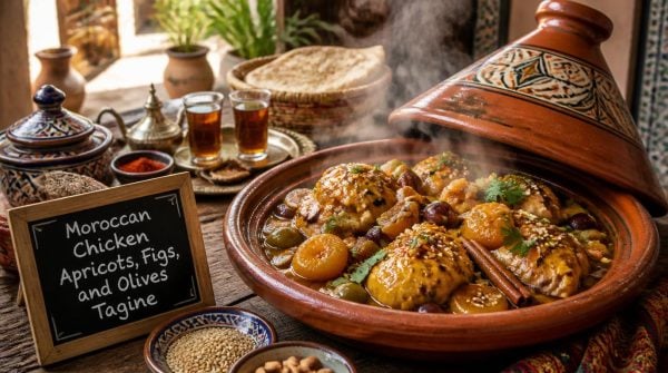 Moroccan Chicken Apricots, Figs, and Olives Tagine Recipe