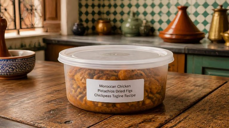 Moroccan Chicken Pistachios Dried Figs Chickpeas Tagine Recipe Storage Tips