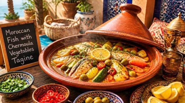 Moroccan Fish with Chermoula Vegetables Tagine Recipe
