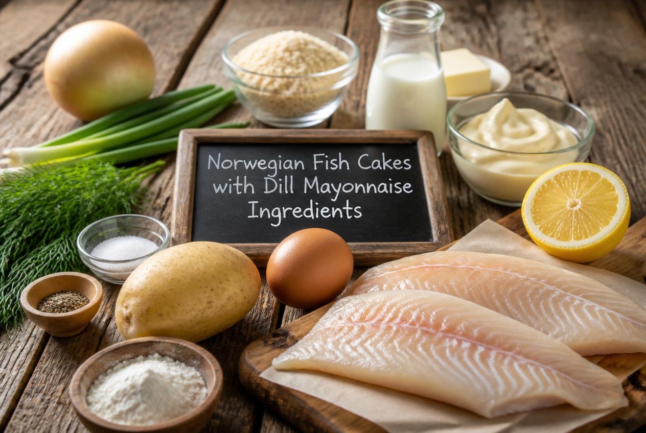 Norwegian Fish Cakes with Dill Mayonnaise Ingredients