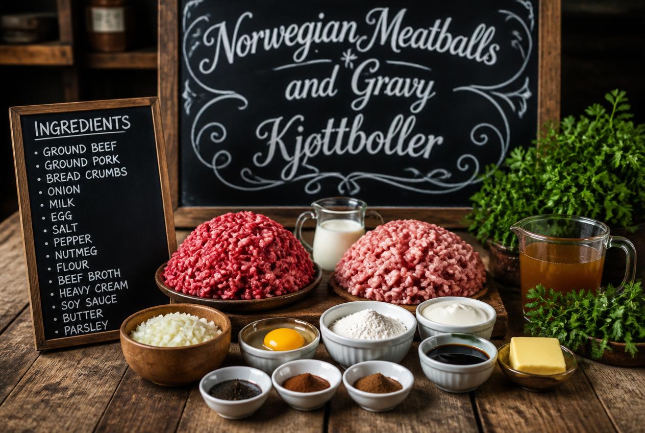 Norwegian Meatballs and Gravy (Kjøttboller) Ingredients