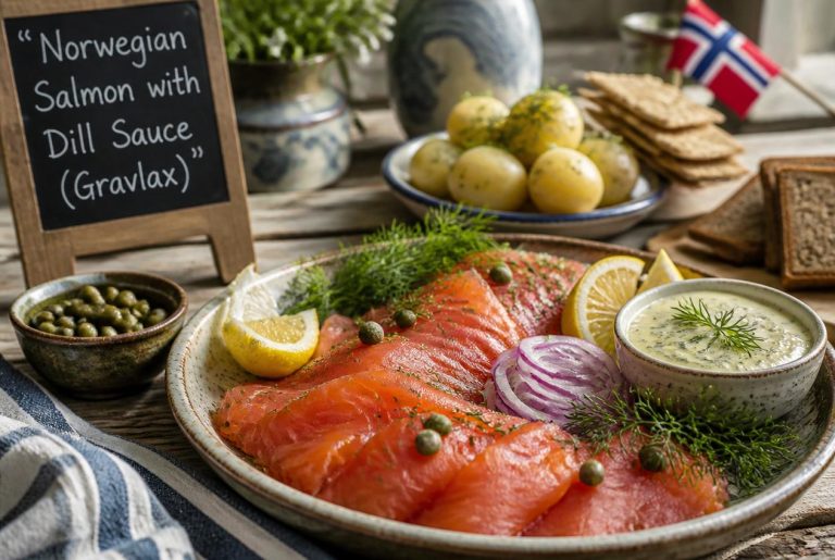 Norwegian Salmon with Dill Sauce (Gravlax)