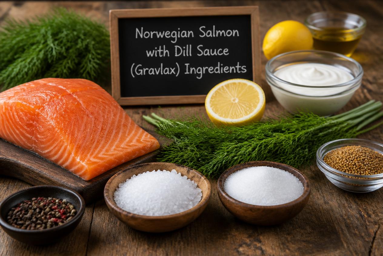 Norwegian Salmon with Dill Sauce (Gravlax) Ingredients