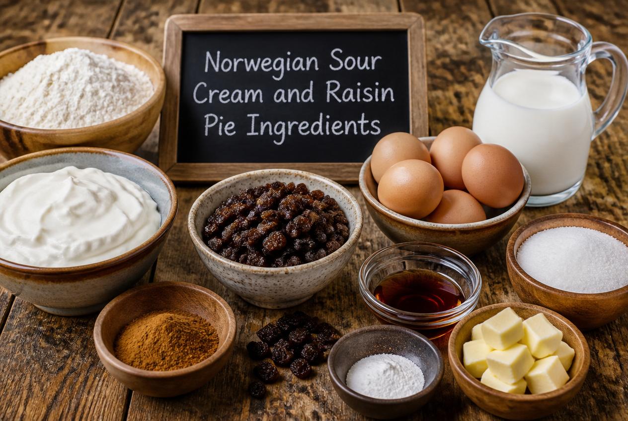 Norwegian Sour Cream and Raisin Pie Ingredients