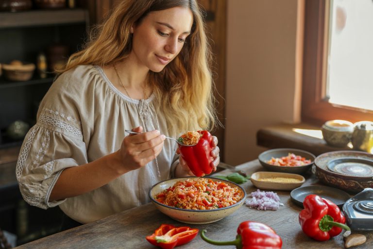 Serbian Rice with Turkey Peppers Tomatoes Recipe Cooking TIps