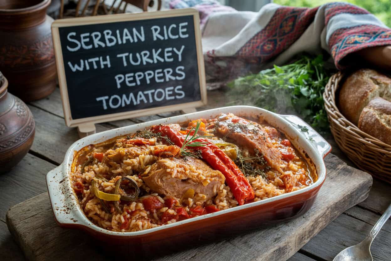 Serbian Rice with Turkey Peppers Tomatoes Recipe
