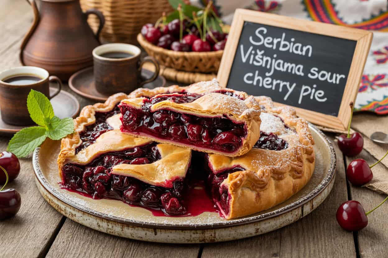 Serbian Višnjama Sour Cherry Pie Recipe