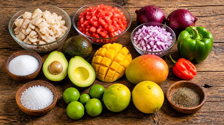 Twisted Bahamian Conch Ceviche Ingredients
