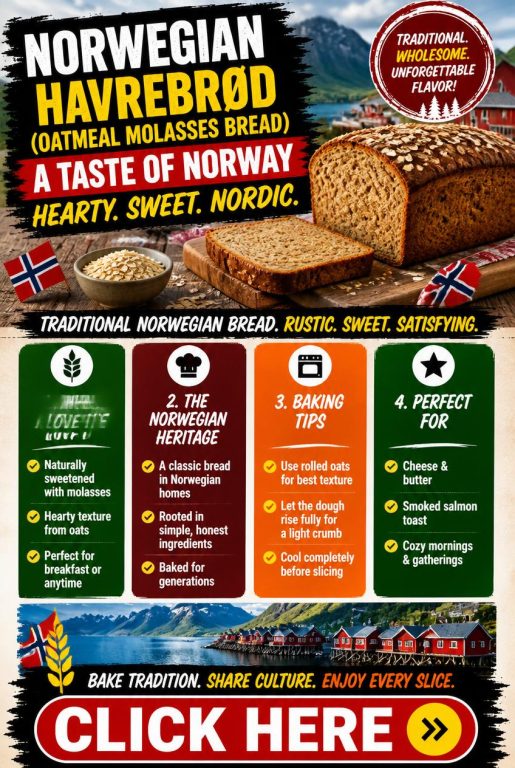 Norwegian Oatmeal Molasses Bread (Havrebrød)