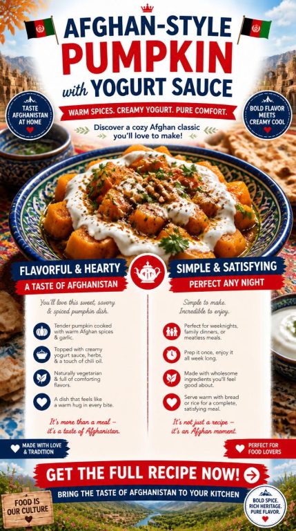 Afghan-Style Pumpkin Recipe with Yogurt Sauce