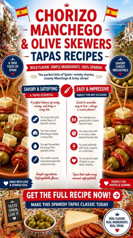 Chorizo Manchego and Olive Skewers Tapas Recipes