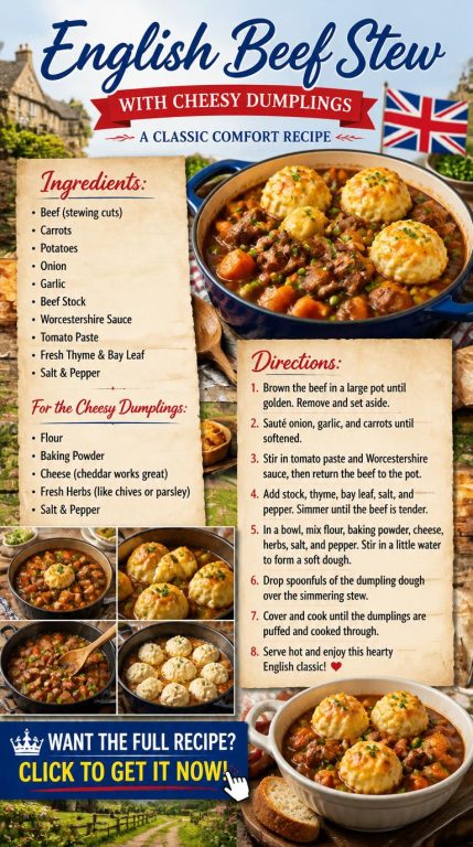 Beef Stew with Cheesy Dumplings Recipe