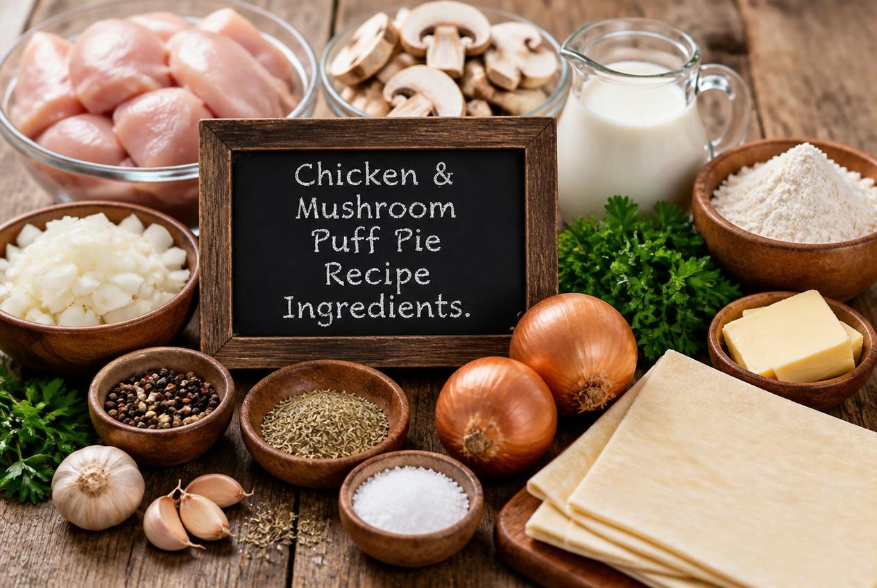 Chicken & Mushroom Puff Pie Recipe Ingredients