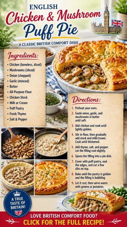 Chicken & Mushroom Puff Pie Recipe