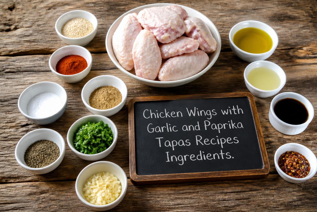 Chicken Wings with Garlic and Paprika Tapas Recipes - Ingredients