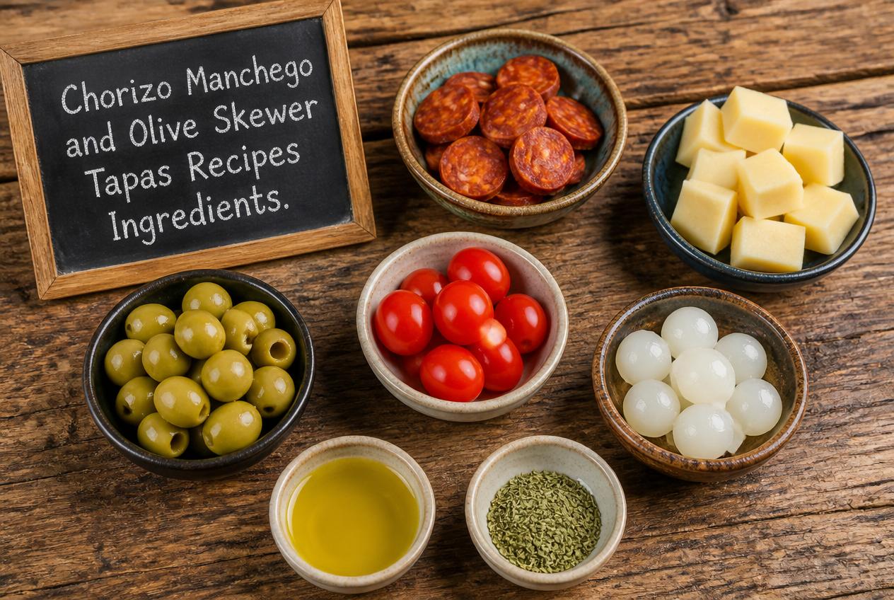 Chorizo Manchego and Olive Skewer Tapas Recipes - Ingredients