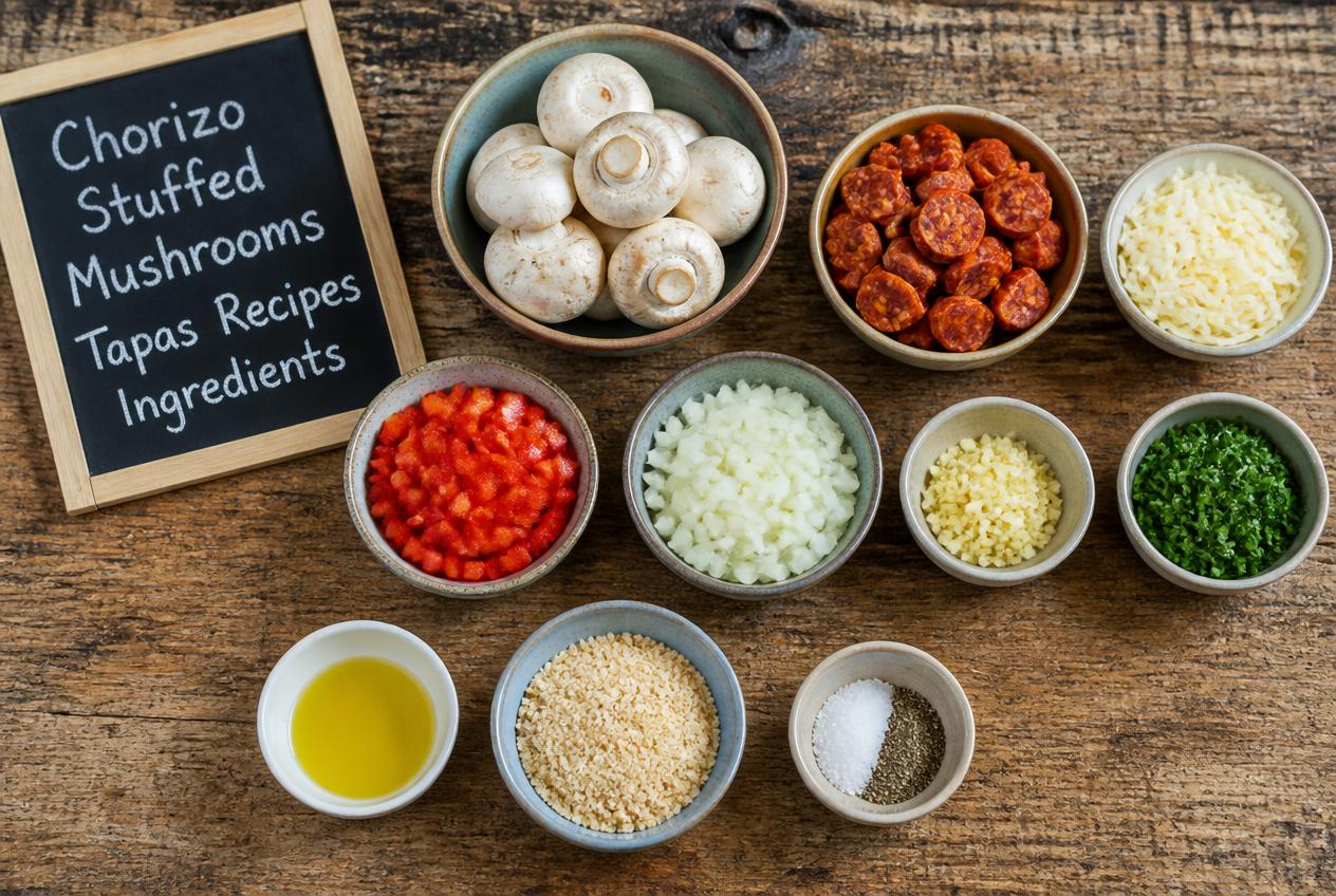Chorizo Stuffed Mushrooms Tapas Recipes - Ingredients