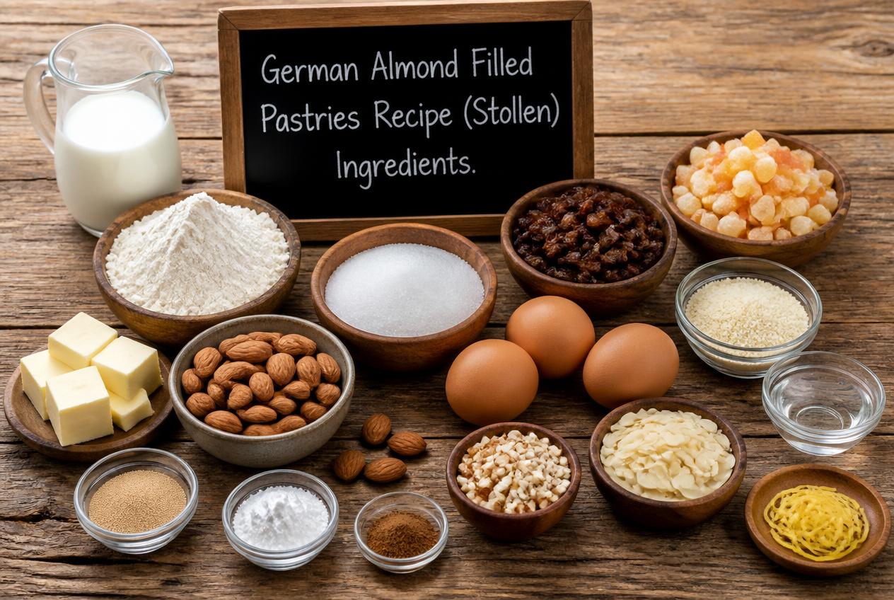 German Almond Filled Pastries Recipe (Stollen) Ingredients