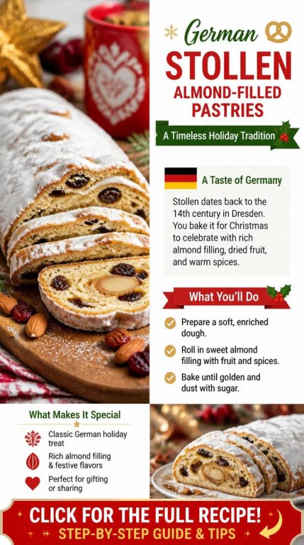 German Almond Filled Pastries Recipe (Stollen)