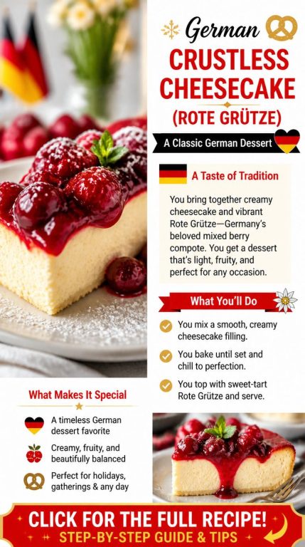 German Crustless Cheesecake Recipe (Rote Grütze)