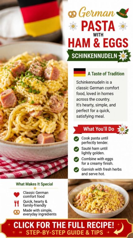 German Food German Pasta with Ham and Eggs Recipe (Schinkennudeln)
