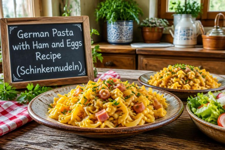 German Pasta with Ham and Eggs Recipe (Schinkennudeln)