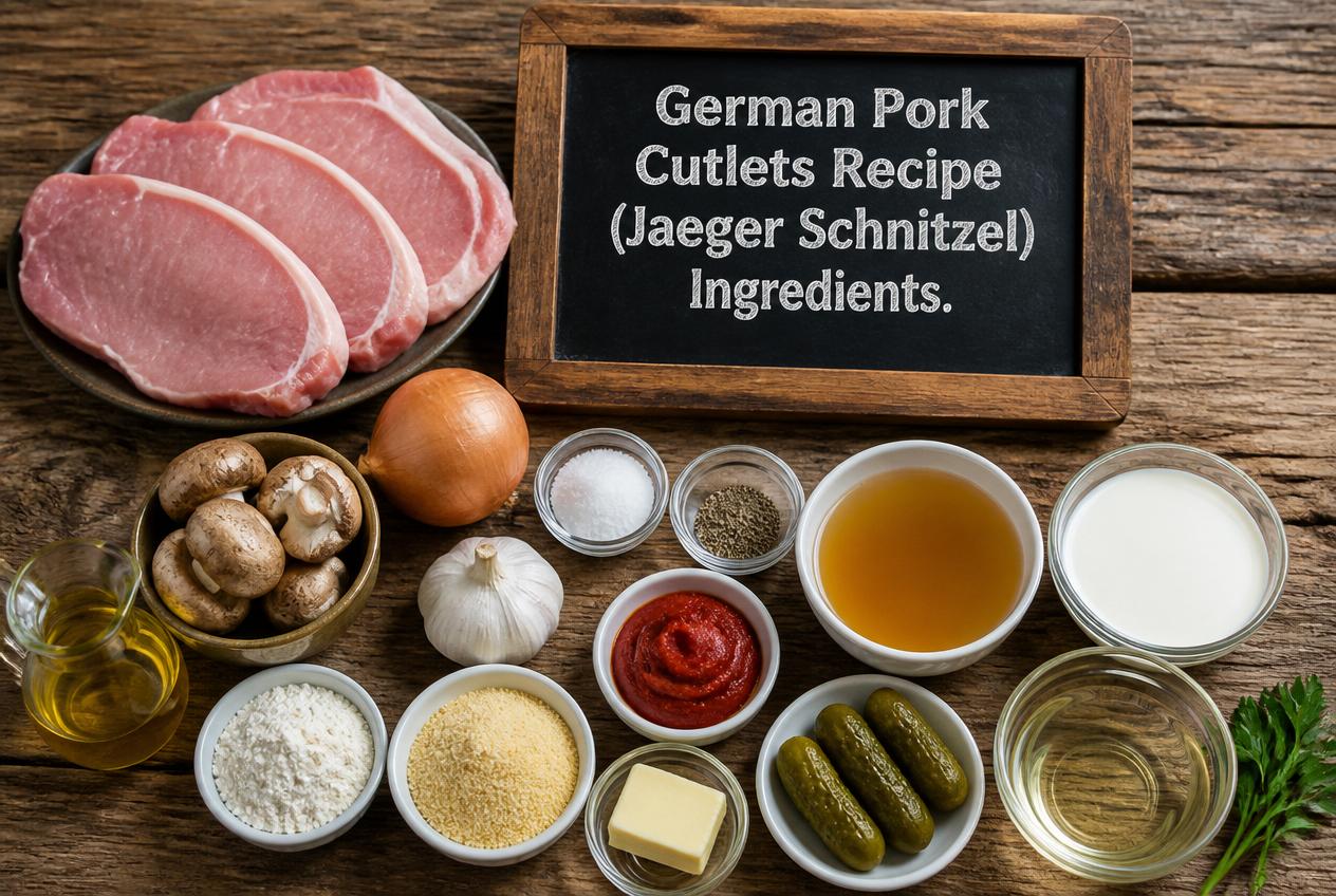German Pork Cutlets Recipe (Jaeger Schnitzel) Ingredients