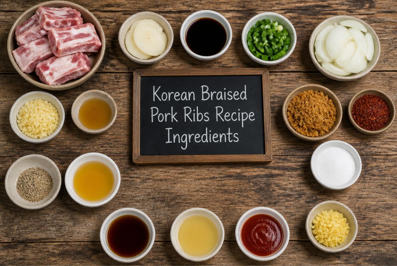 Korean Braised Pork Ribs Recipe - Ingredients