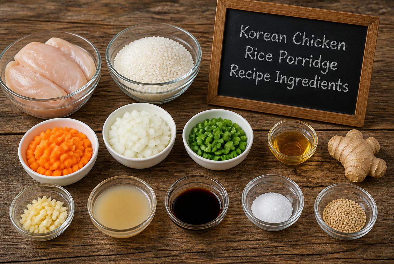 Korean Chicken Rice Porridge Recipe - Ingredients