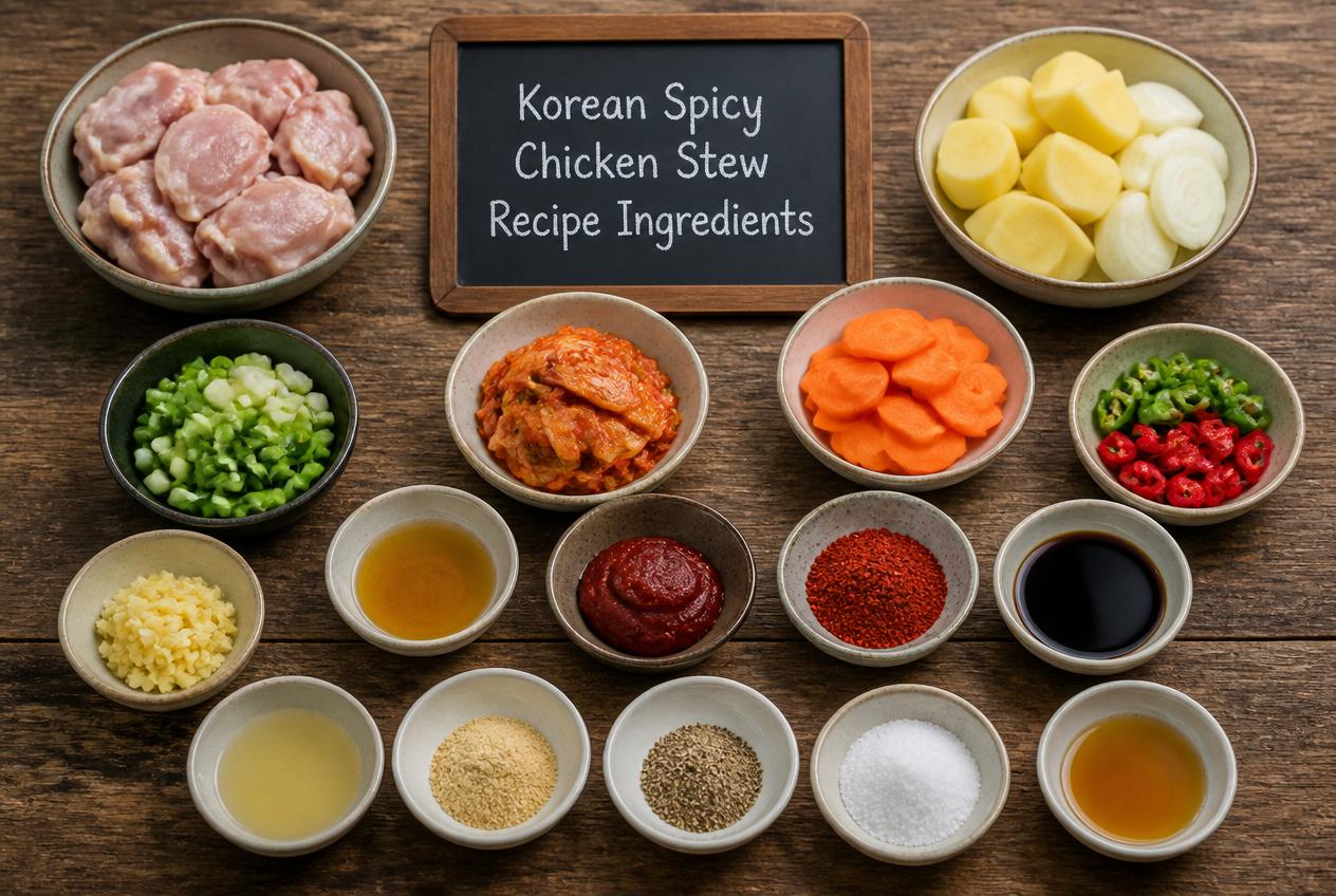 Korean Spicy Chicken Stew Recipe - Ingredients
