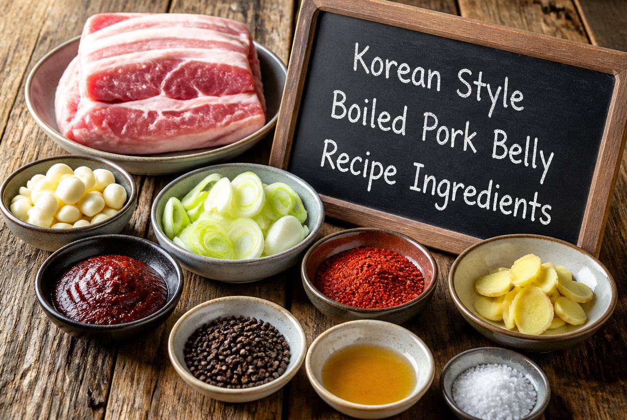 Korean Style Boiled Pork Belly Recipe - Ingredients