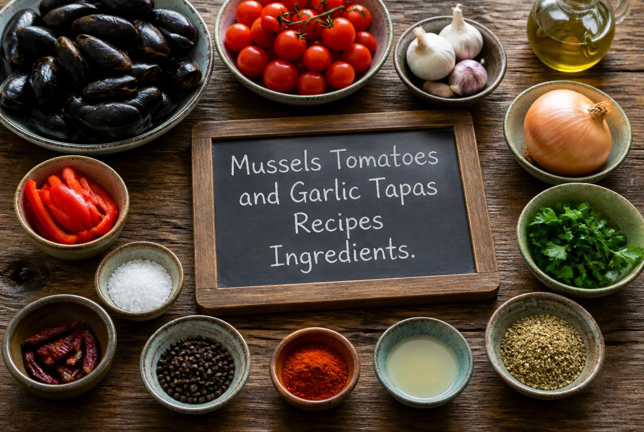 Mussels Tomatoes and Garlic Tapas Recipes - Ingredients
