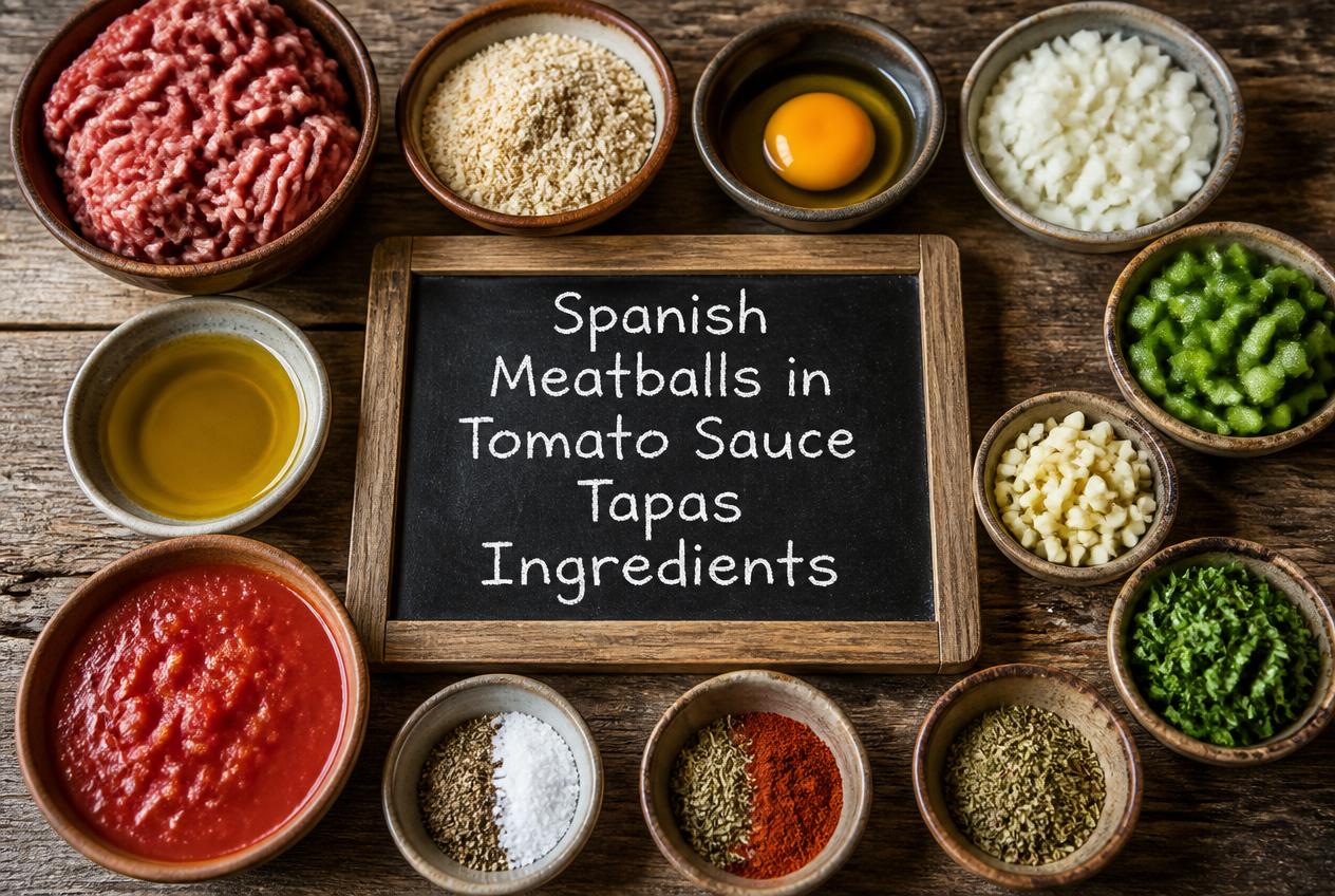 Spanish Meatballs in Tomato Sauce Tapas Recipes - Ingredients