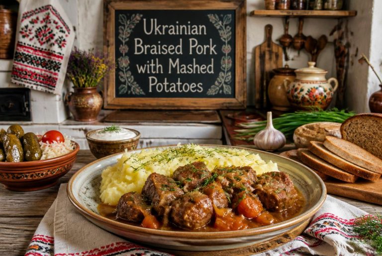 Ukrainian Braised Pork with Mashed Potatoes Recipe