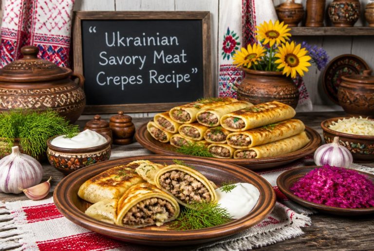 Ukrainian Savory Meat Crepes Recipe