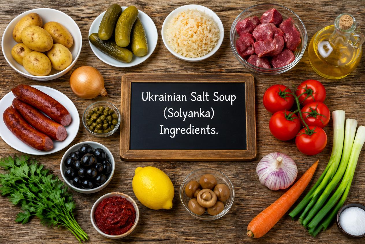 Ukrainian Vegetable Soup (Okroshka) Ingredients