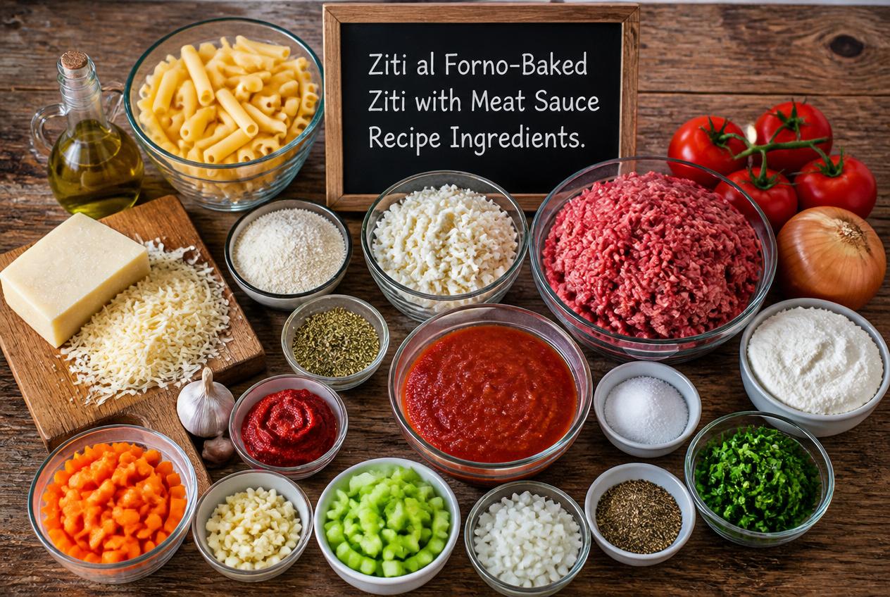 Ziti al Forno-Baked Ziti with Meat Sauce Recipe Ingredients
