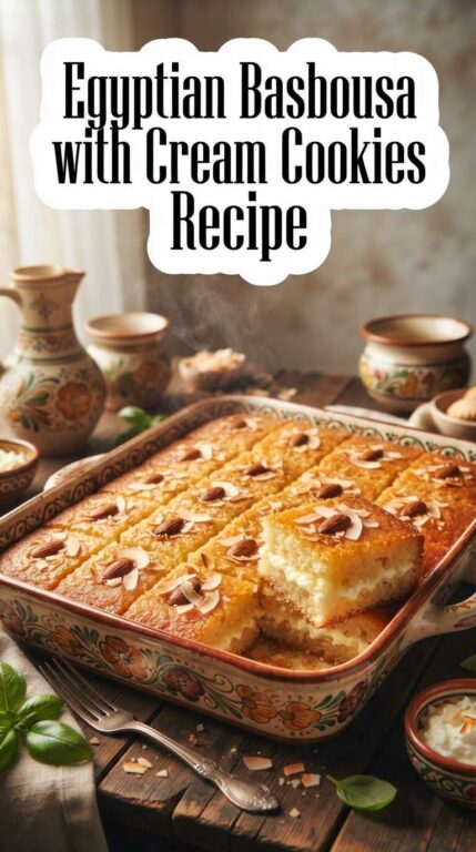 Egyptian Basbousa with Cream Cookies Recipe