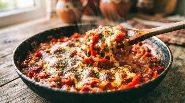 Albanian Pepper, Tomato, and Cheese Skillet Recipe