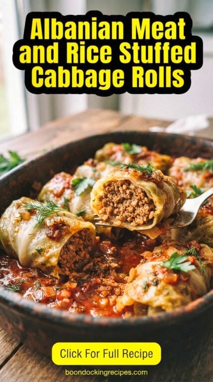 Albanian Meat and Rice Stuffed Cabbage Rolls Recipe