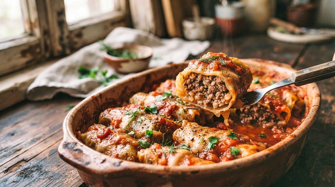 Albanian Meat and Rice Stuffed Cabbage Rolls Recipe