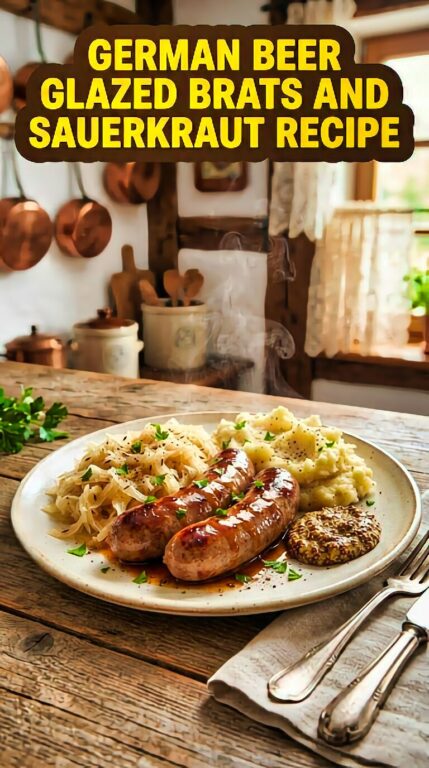 German Beer Glazed Brats and Sauerkraut Recipe