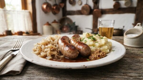 German Beer Glazed Brats and Sauerkraut Recipe
