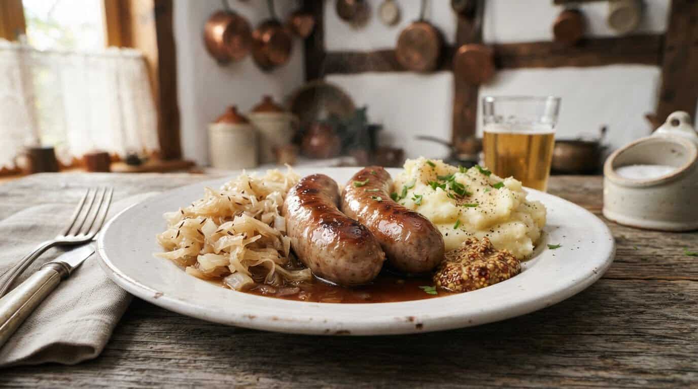 German Beer Glazed Brats and Sauerkraut Recipe