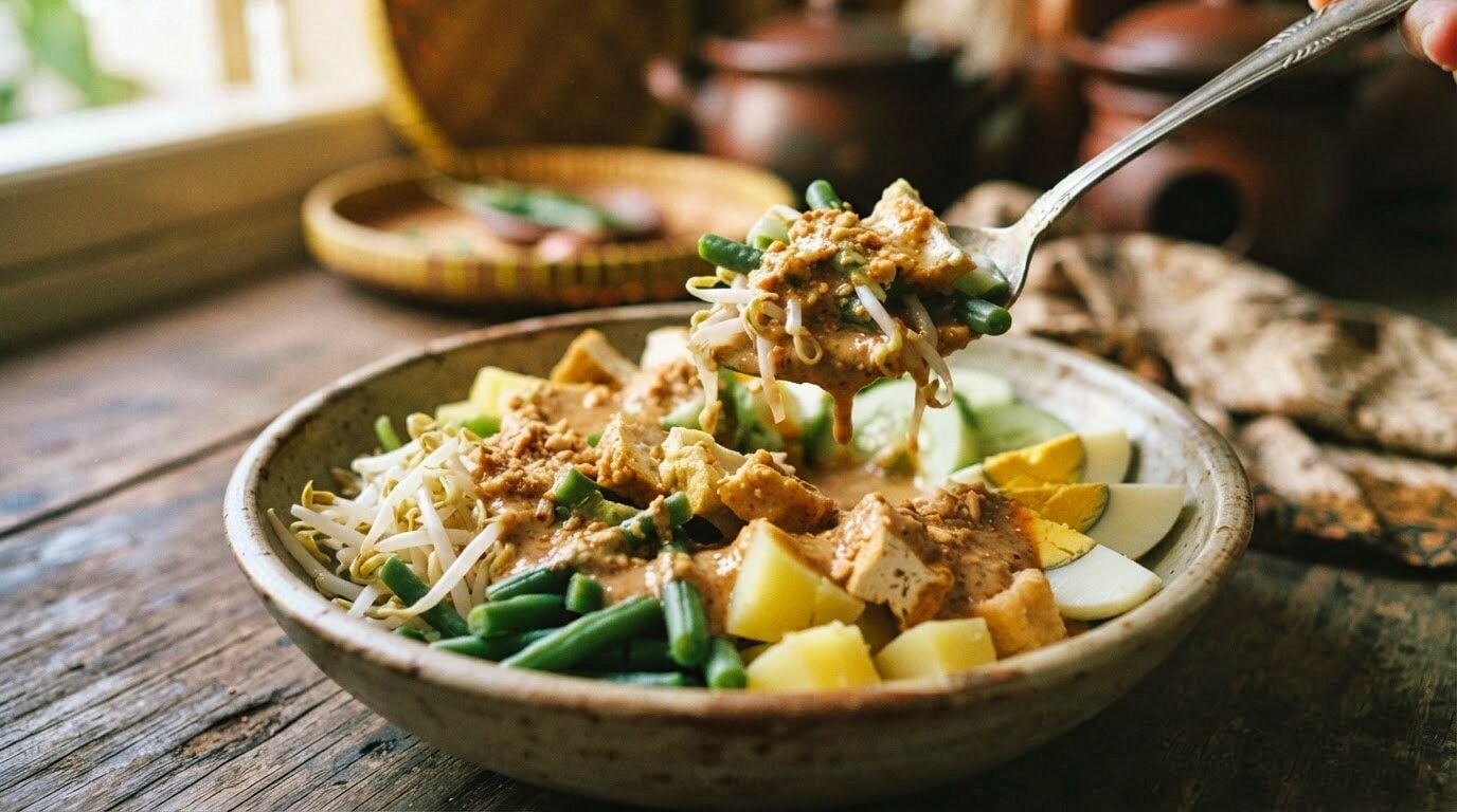 Indonesian Vegetable Salad with Peanut Dressing Recipe