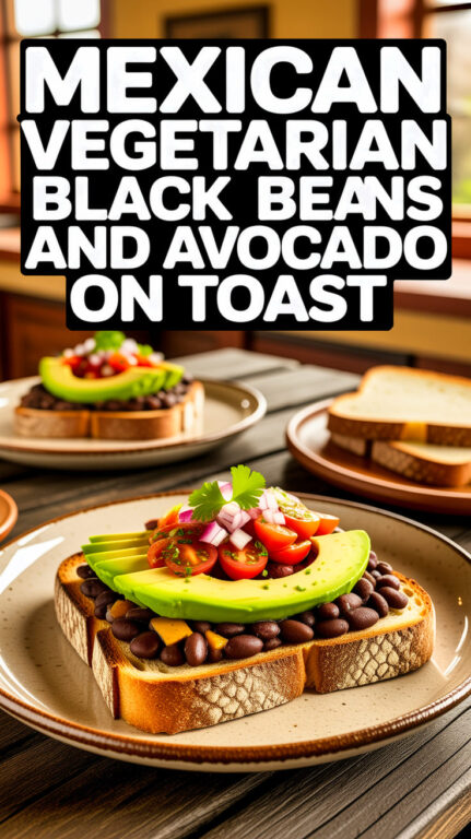 9. Mexican Vegetarian Black Beans and Avocado Recipe on Toast